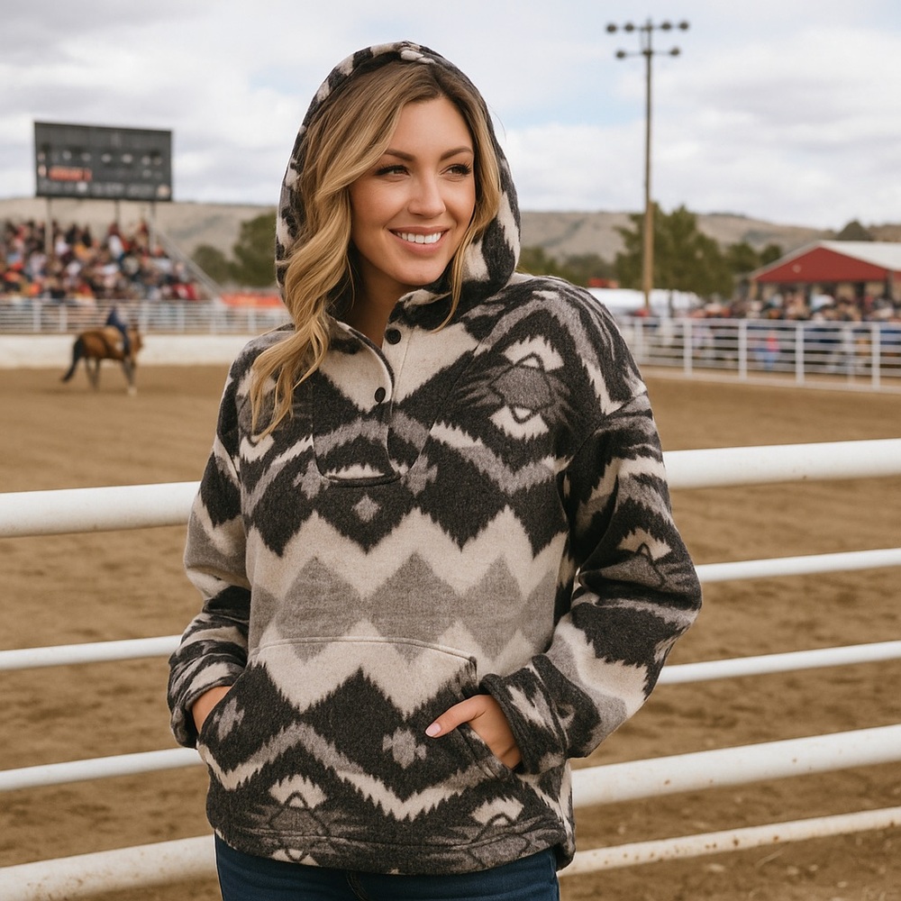 Woolrich for American Eagle Western Cowgirl Print Pull Over Hoodie Small